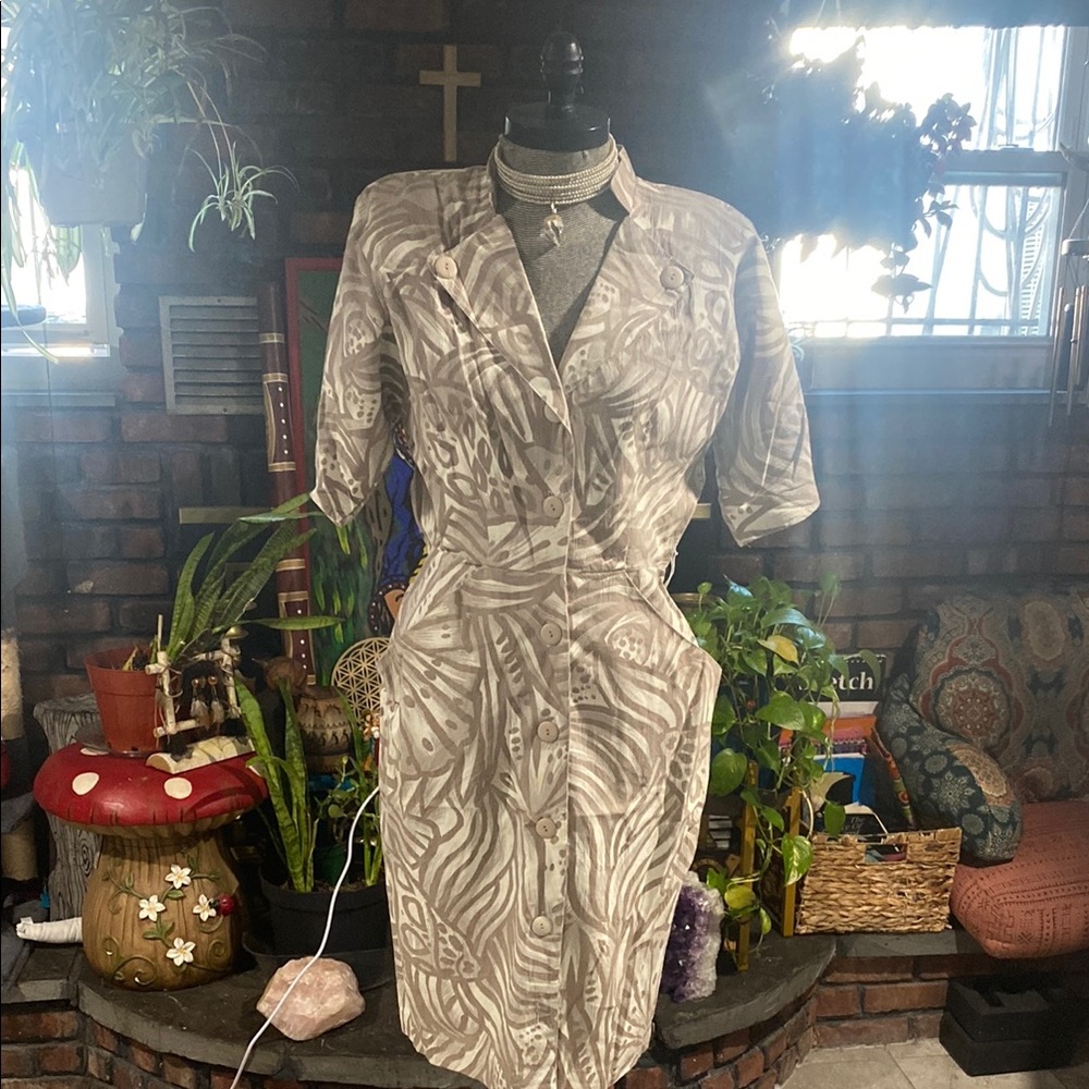 Cream Embellished Mock Neck Cocktail Dress